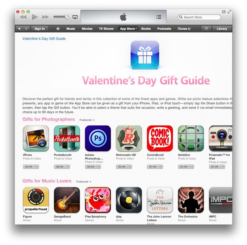 iTunes Valentine Day Guide