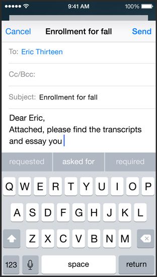 iOS 8 QuickType (Mail 001)