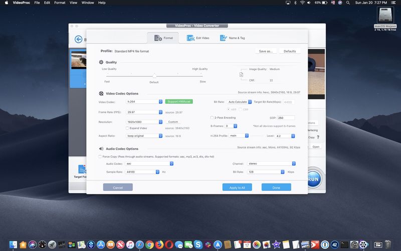 Convert iPhone HEVC to H.264 - VideoProc step 6