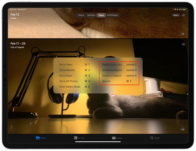 Raccourcis clavier Photos iOS iPhone iPad