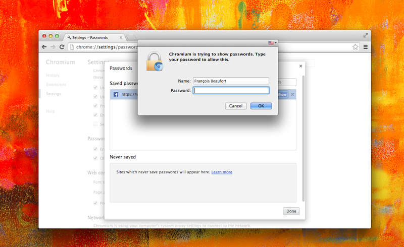 Chromium for Mac (saved web passwords security)