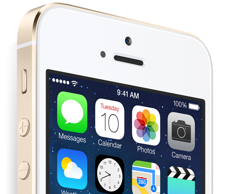 Gold iPhone 5s top of the screen