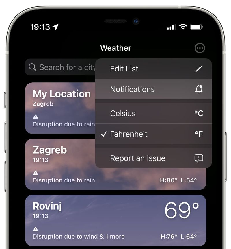 An iPhone screenshot showing the three-dotted menu in Apple