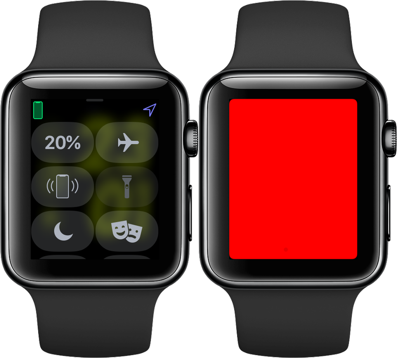 La lampe de poche rouge sur Apple Watch