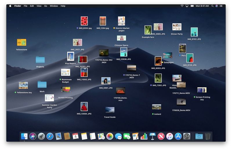 macOS Mojave desktop with lots of disorganized files