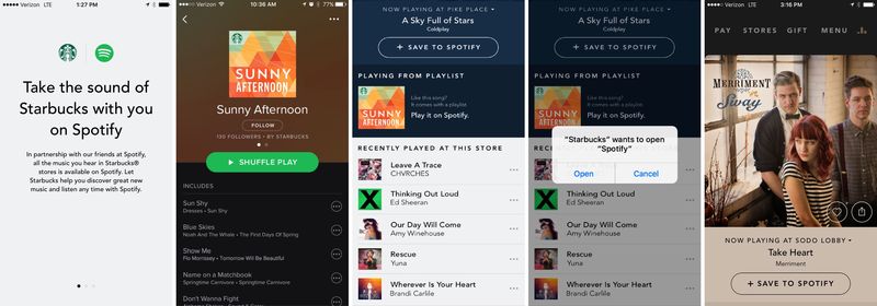 Starbucks Spotifty partnership iPhone screenshot 001