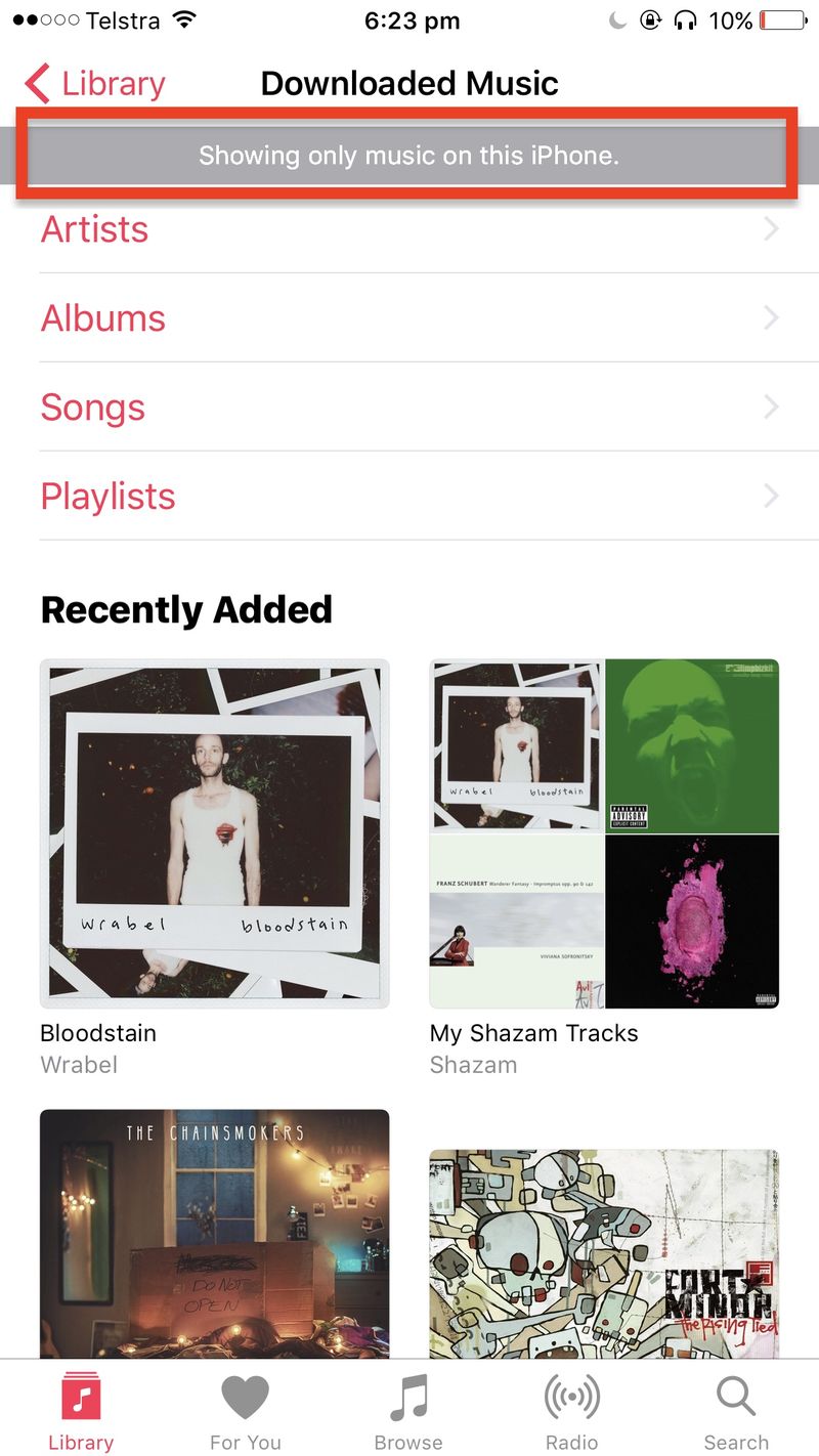 Afficher uniquement la musique téléchargée sur iPhone