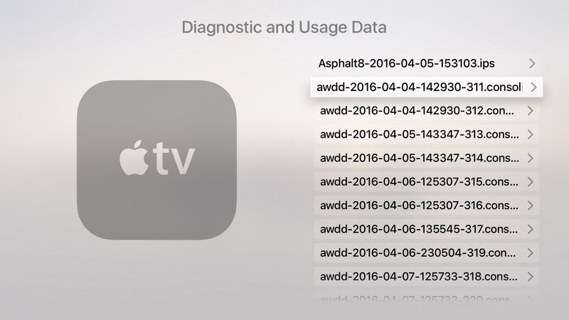 tvOS 9.2 Settings General Privacy Diagnostic data Apple TV screenshot 002