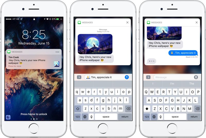 Écran de verrouillage iOS 10 Notification de messages Capture d