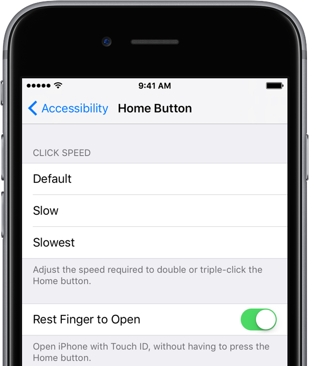 iOS 10 beta 3 Settings Rest Finger to Open space gray iPhone screenshot 001