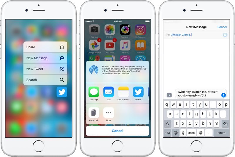 Application iOS 10 partageant la capture d