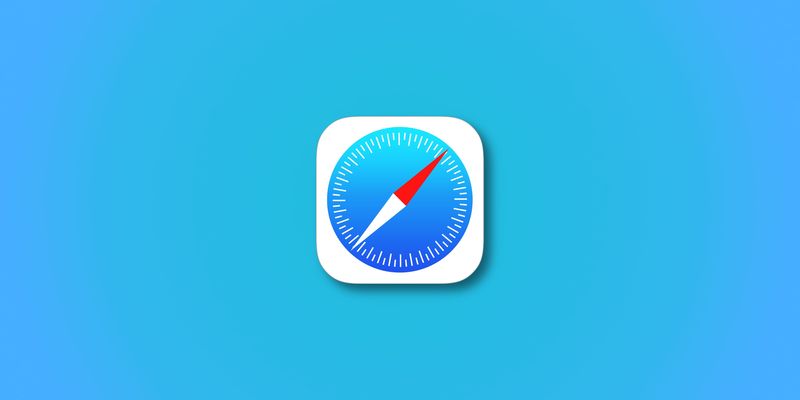 Illustration showing an Apple Safari logo set against a blue gradient background