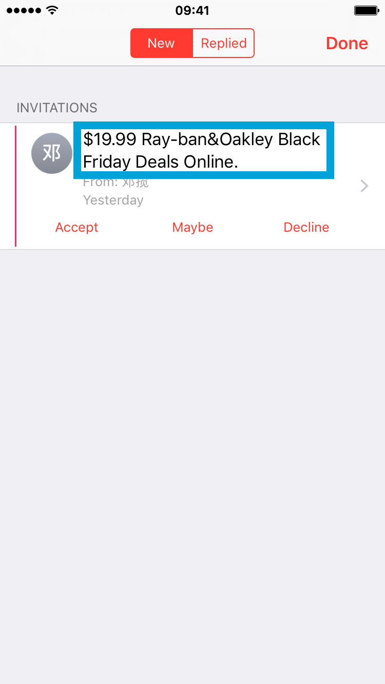 invitation de calendrier de spam sur iphone