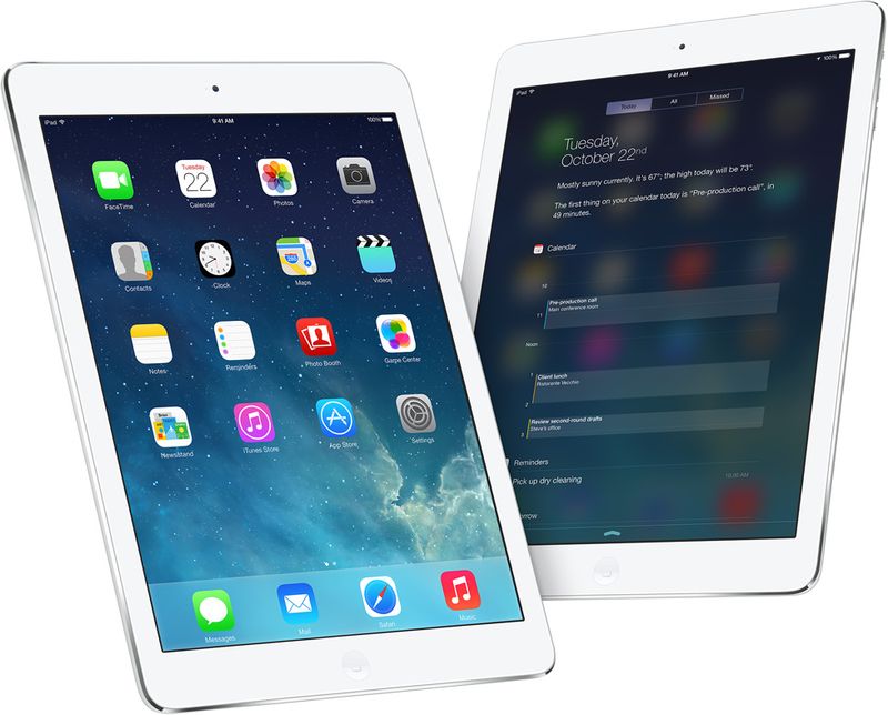 iPad Air Home screen Notification Center