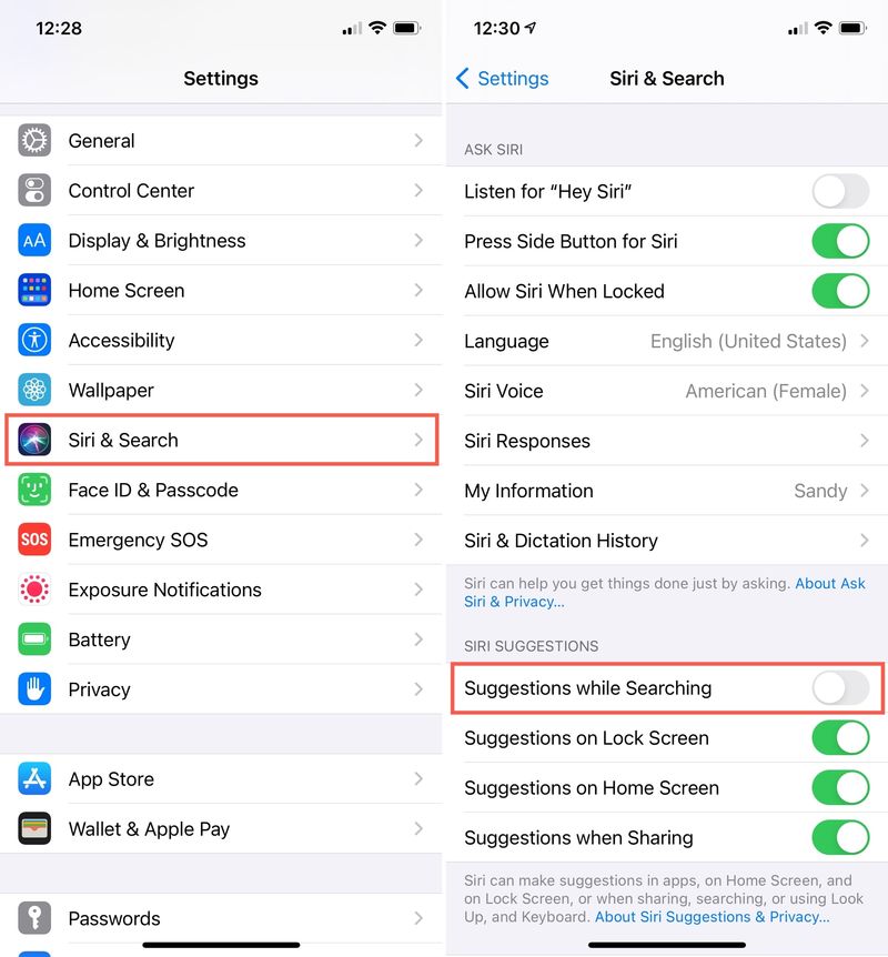 Siri Suggestions While Searching