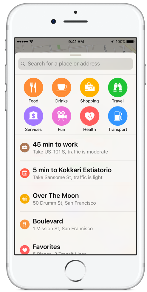 iOS 10 Apple Maps à proximité Capture d