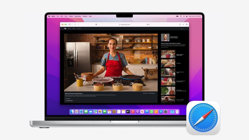 Safari fonctionnant sur MacBook