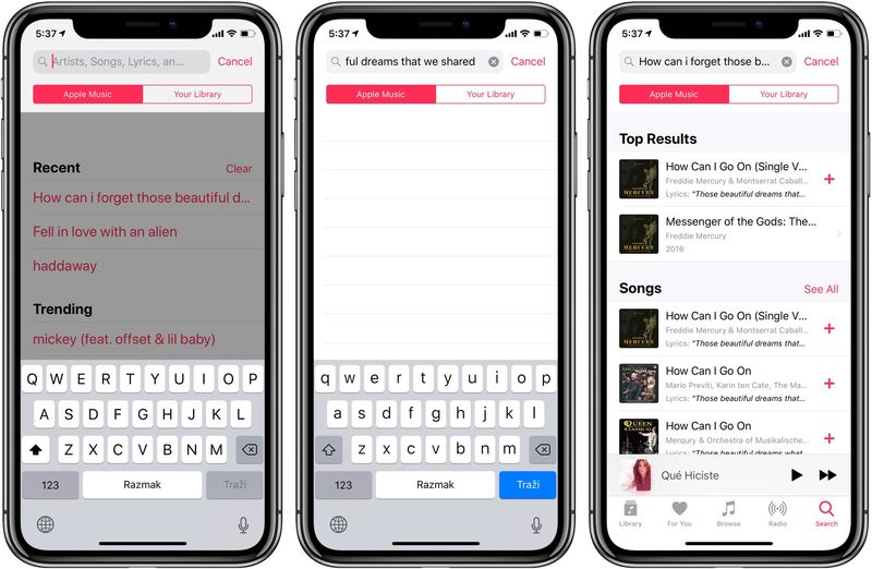 Utiliser la fonctionnalité de recherche dans iOS 12