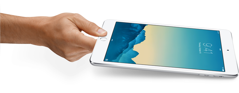 iPad mini 3 silver hand