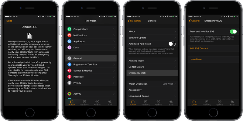 iOS 10 Watch app Emergency SOS space gray iPhone screenshot 001