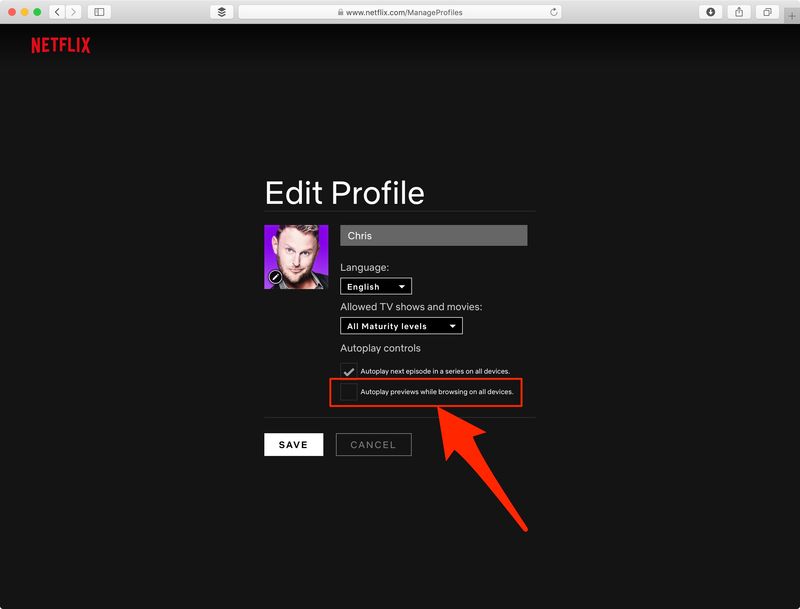 Netflix autoplay previews settings