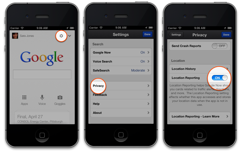 Google Now (turn of location)
