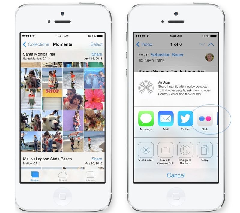 iOS 7 (Control Center, Flickr button)