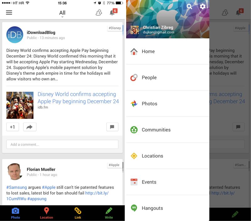 Google Plus 4.8 pour iOS écran iPhoneshnot 001
