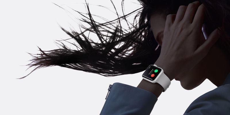 Marketing image showing receiving a FaceTime audio call on Apple Watch