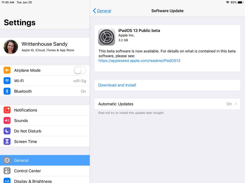 Install Public Beta iPad