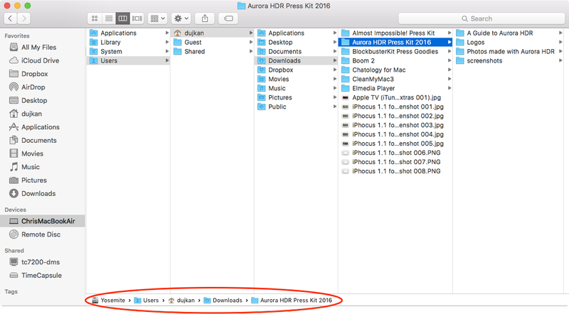Finder window with Path Bar