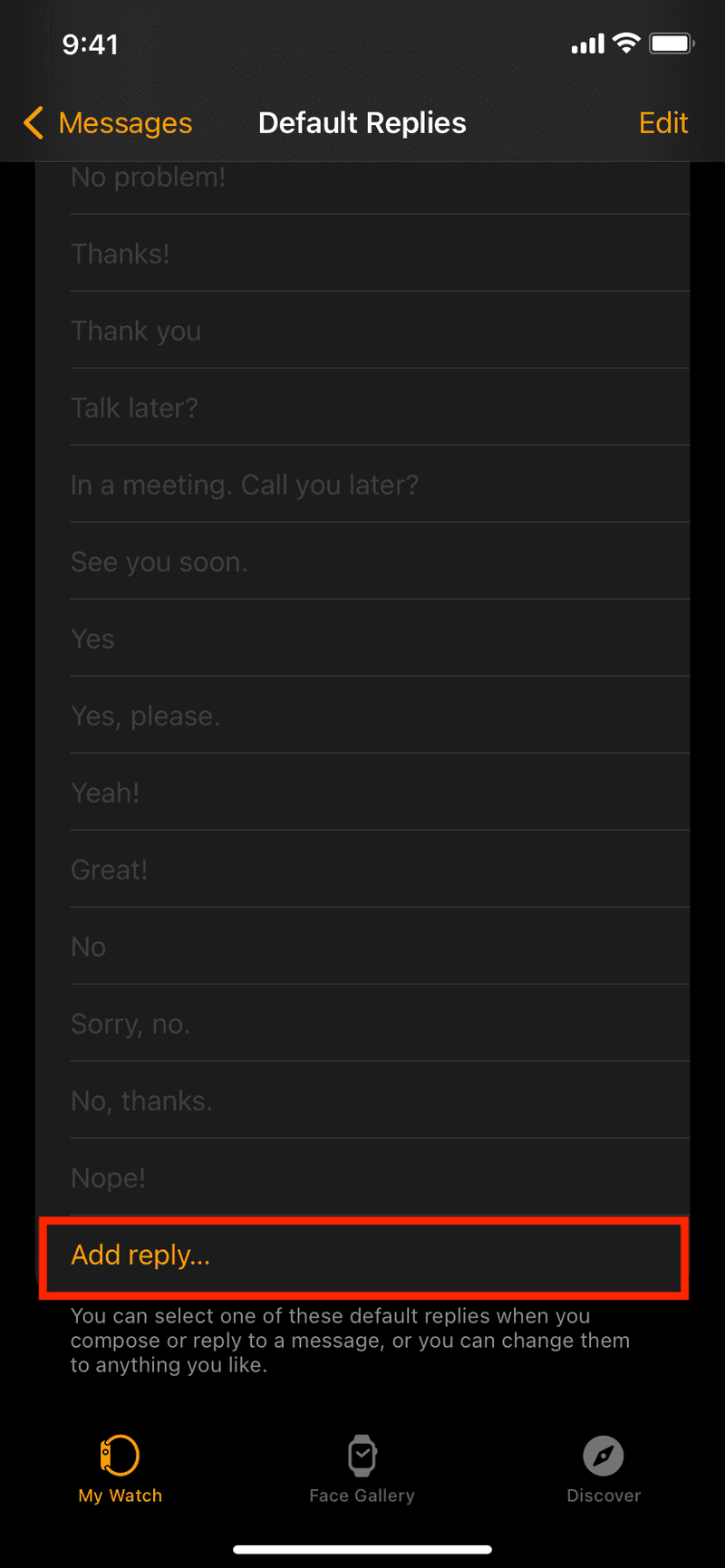 Ajouter une réponse rapide personnalisée pour les messages et les notifications Apple Watch