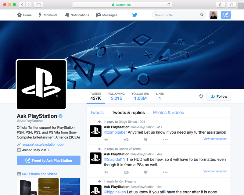 Competitor Twitter support page Apple Support Twitter