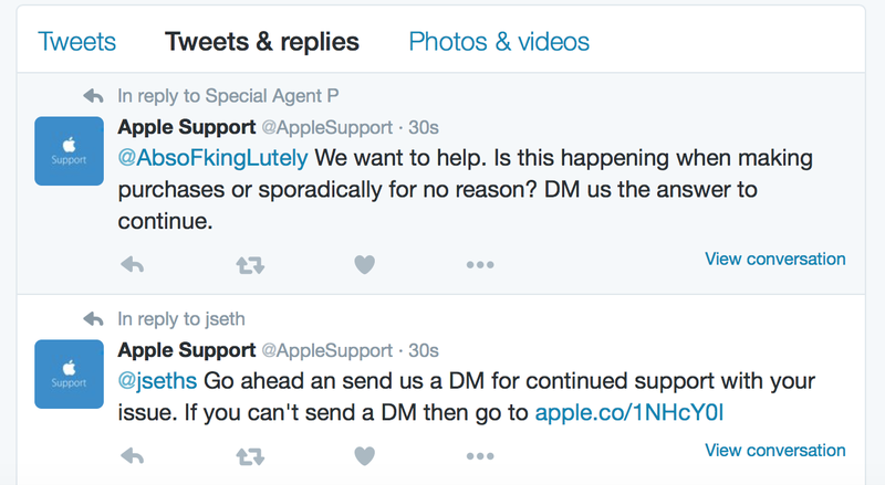 Apple Support Twitter public treatment of customers