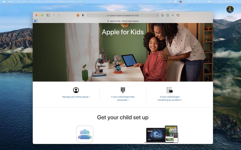 A screenshot showing the “Apple for Kids” portal on the Apple Support website.