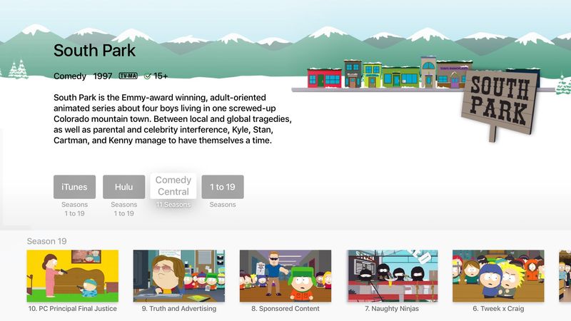 tvOS Universal Search Comedy Central Apple TV screenshot 003