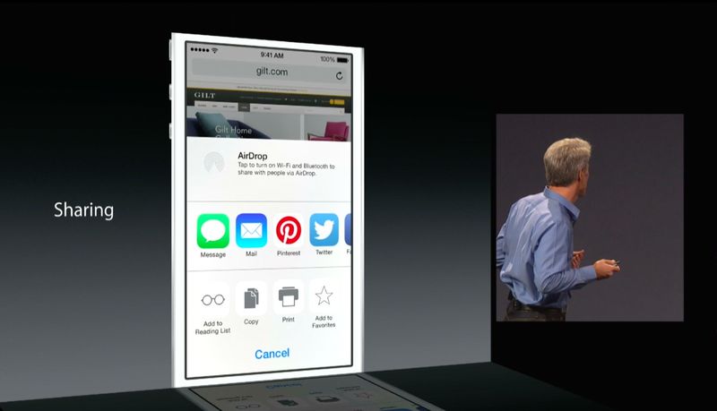 WWDC 2014 keynote (Share sheet extensions 001)
