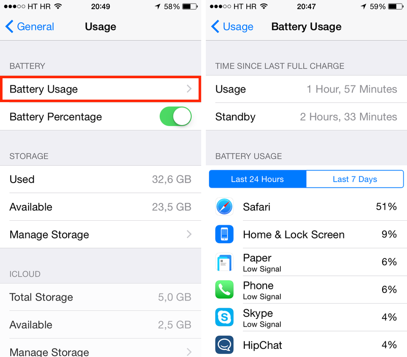 iOS 8 overview (battery by app)