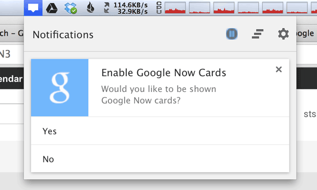 Google Now cards in Chrome for Mac (CNET 001)