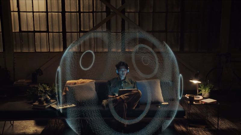 Apple illustration showing spatial audio on the AirPods Max