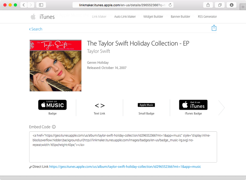 Liens iTunes Store vers Apple Music capture d