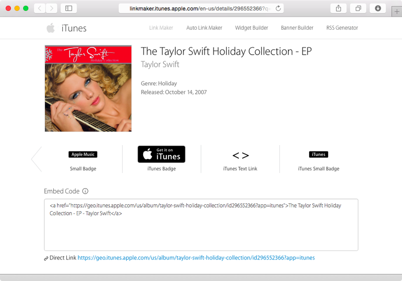Liens iTunes Store vers Apple Music capture d