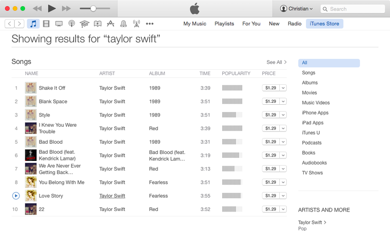 Liens iTunes Store vers Apple Music capture d