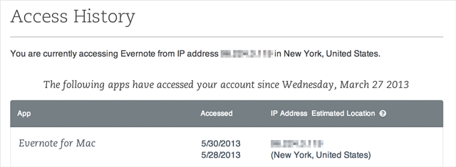 Evernote (Access History)