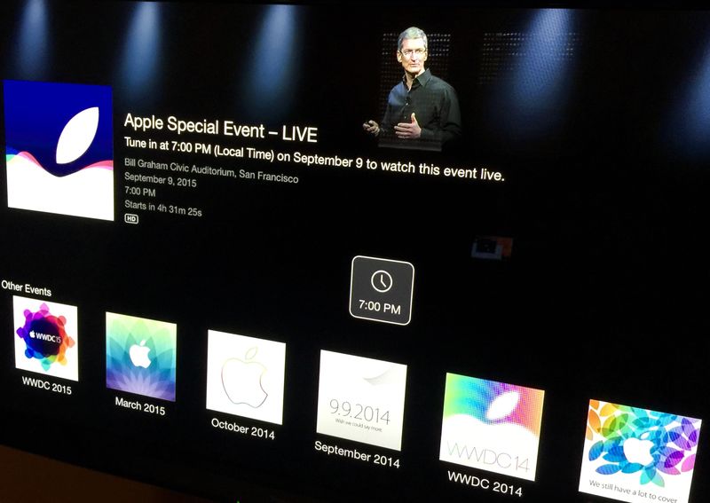 Apple TV September 2015 event channel