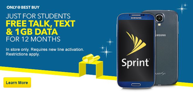 Sprint et Best Buy (texte et données gratuits pour les étudiants)