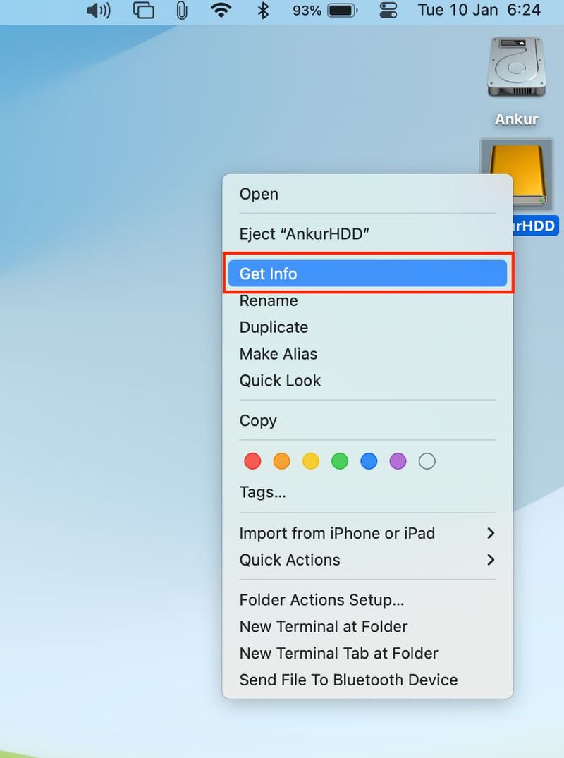 Obtenir des informations pour un lecteur sur Mac