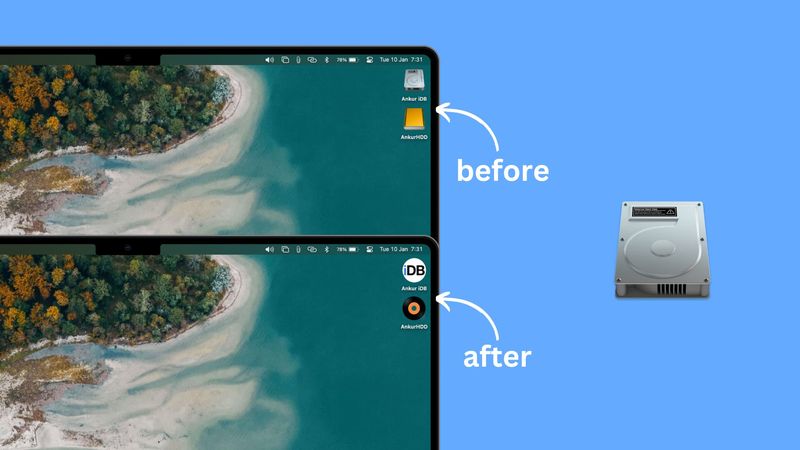 Personnalisez les icônes des lecteurs internes et externes sur le bureau Mac