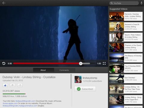 YouTube 1.1.0.4136 for iOS (iPad screenshot 002)