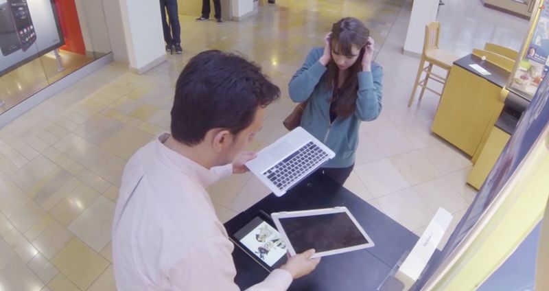 Lenovo Yoga 3 Pro ad (breaking MacBook in half)
